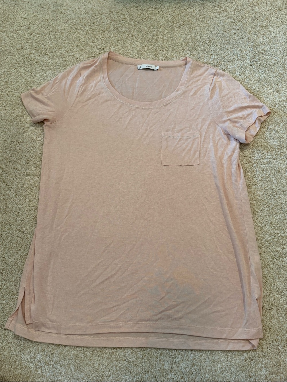 Vince Blush Pink Short Sleeve Pocket Tee